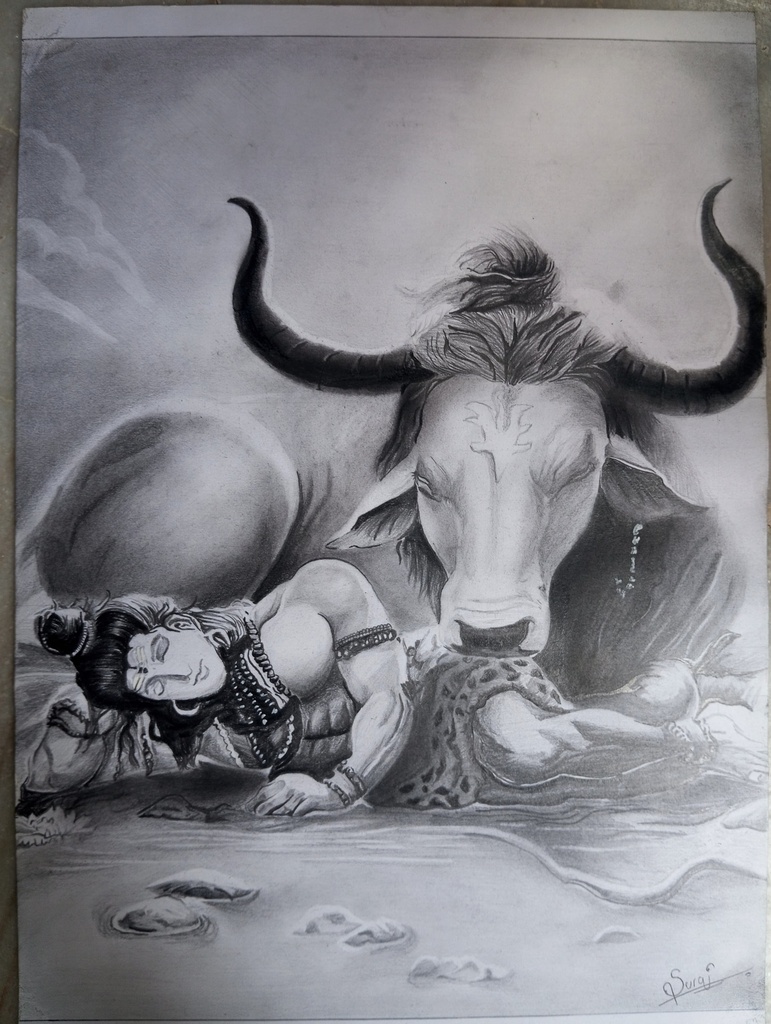 lord Shiva with Nandi ( A3 )